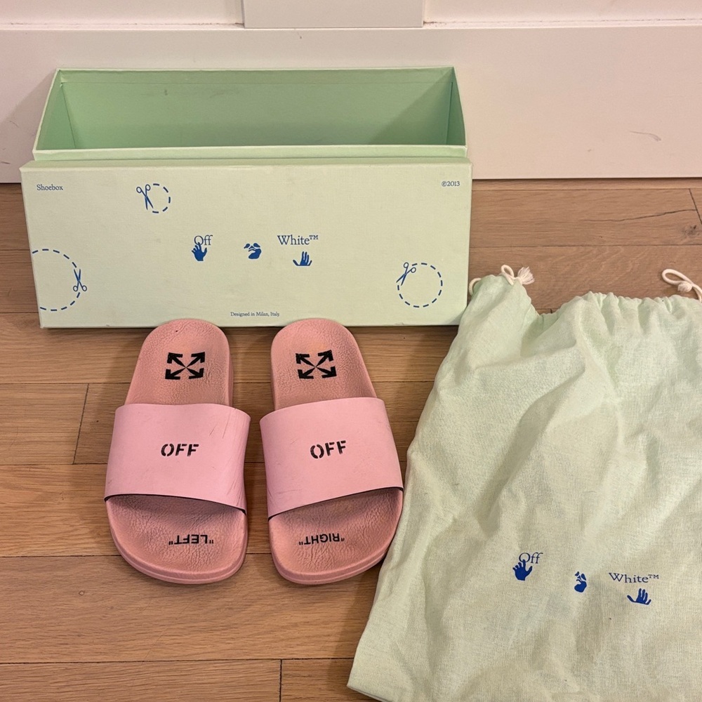 Off-White Women's Pink Slide Sandals